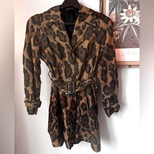 INC International Concepts Trench Coat Animal print size large